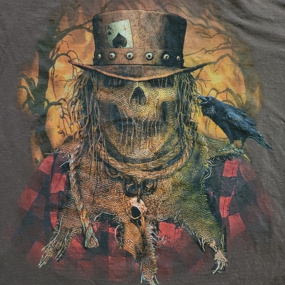 Halloween Top Hat Scarecrow T-Shirt sz L - Picture 4 of 4